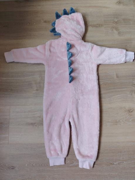 Rozkošný huňatý ružový overal s kapucňou dráčik, next,92