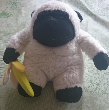 Plyšová bielo čierna opica s banáno mac toys 23 cm,