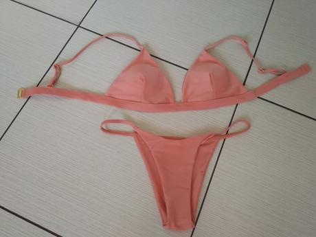 Lososové plavky string tanga, s