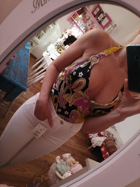 Pestrý saténový top, h&m,s