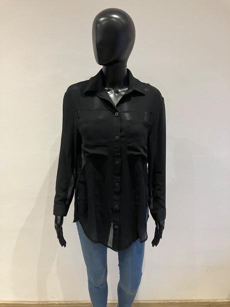Dámska blúzka bershka čierna priesvitná (xs), bershka,xs