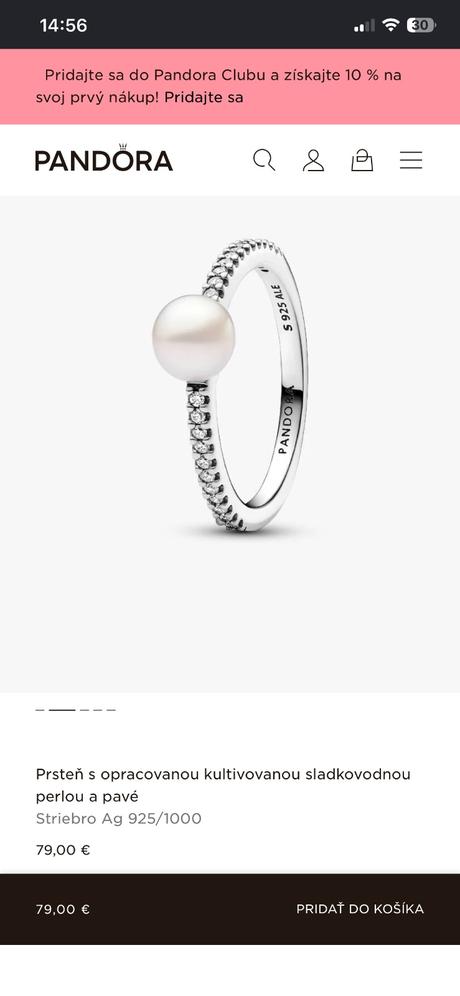 Pandora prsten s perlou, pandora