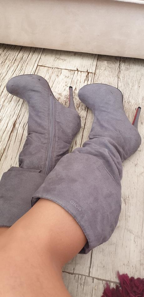 Semišové prechodné čižmičky nad kolená, 37