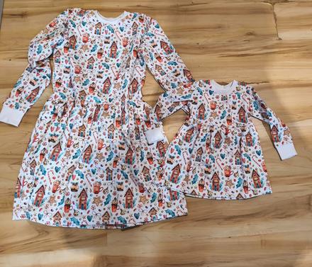 Vianočné šaty mama a dcéra, 104