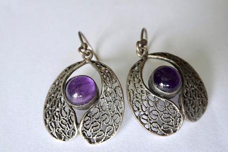 Náušnice ametyst anjelske krídla, 