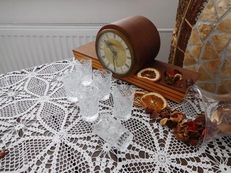 Brúsené sklo poldecáky 6 kusov, 