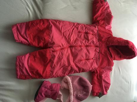 Zimný overal 9-12m spolu s čiapkou a capačkami, h&m,80