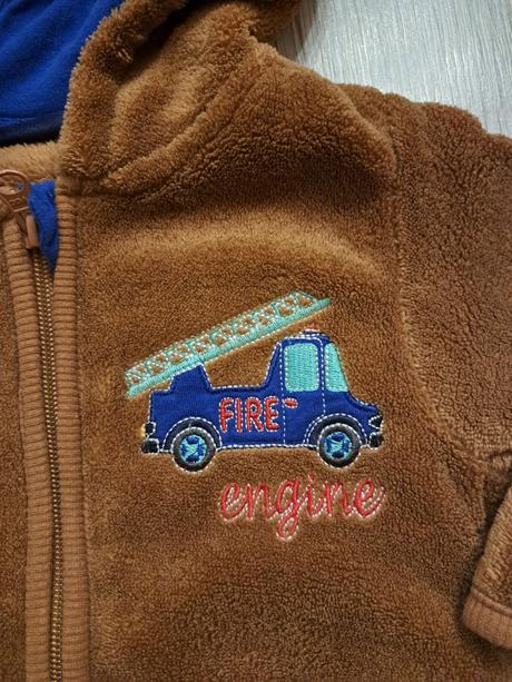 Hnedá plyšová mikina na zips pre chlapca, lupilu,74
