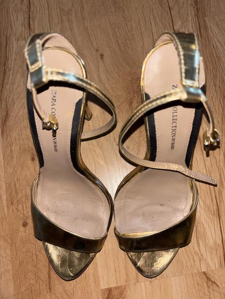 Zlaté spoločenské sandále zara 37, zara,37