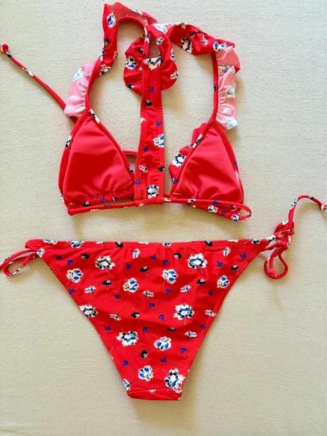 Červené kvetované bikini plavky, gate,xs