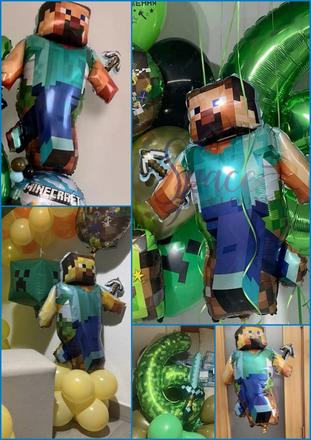 Balóny minecraft- steve 85cm aj meč- až 15/16/17ks, 