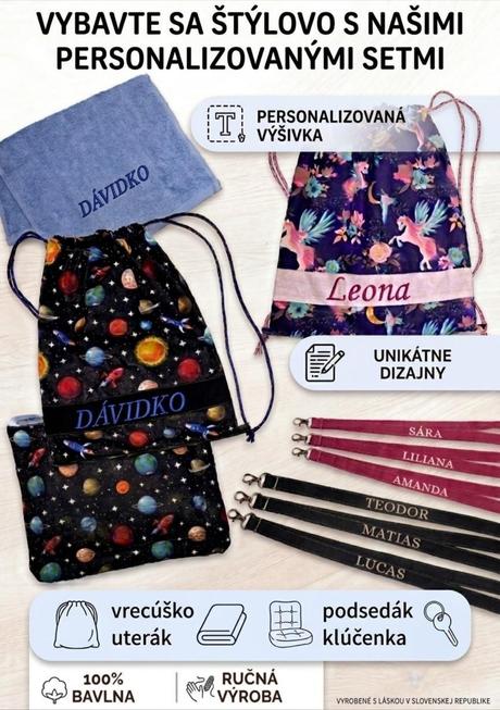 Vrecúško podsedák uterák kľúčenka,