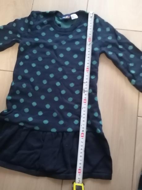 Teplé bodkované svetríkové šaty s taštičkou, lupilu,116