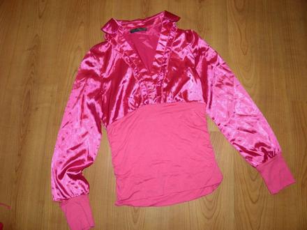 Saténová košielka s tričkovým pásom, s