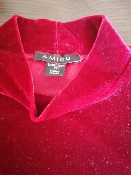 Bordový zamátový top amisu, amisu,xs