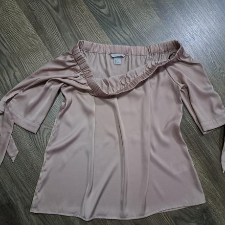 Béžovo ružová saténová blúzka, h&m,m