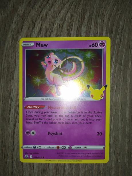 Pokemon leskla karta mew,