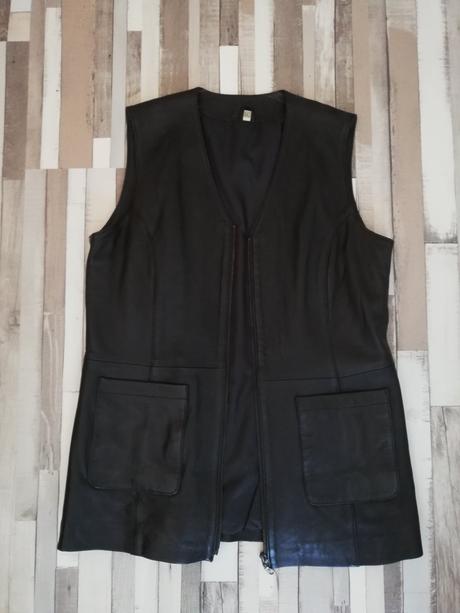 Čierna kožená vesta, xl