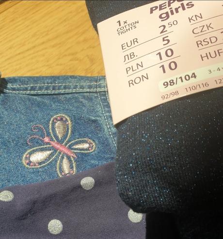 Nova riflovka a nove silonky trblietavé, pepco,98 / 104