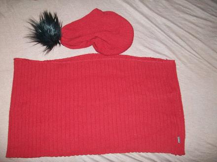 Sal a ciapka set krasne bordove,