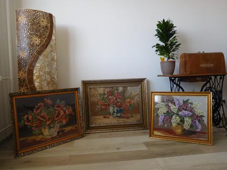 Obrazy vyšívané krížiková výšivka -v drevenom ráme, 