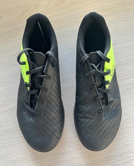 Detské turfy 100 tf šnurovacie čierno-žlté, kipsta,35