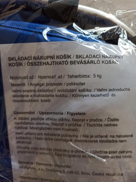 Skladací nákupný košík,