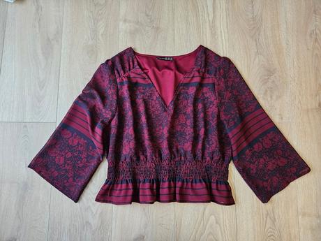 Bordová blúzka s volánikom a širokými rukávmi, atmosphere,xl