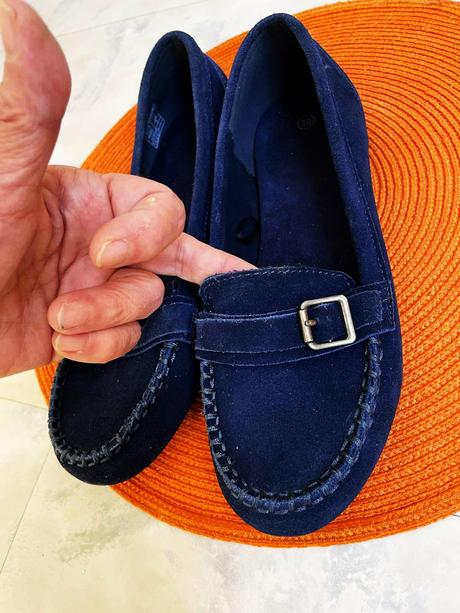 Kožené semišové mokasínky, 38