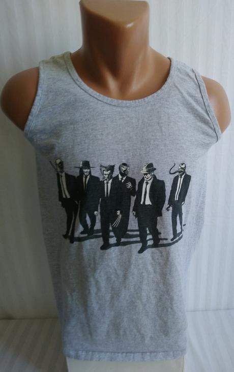 Sivé tričko bez rukávov, motív, fruit of the loom, m