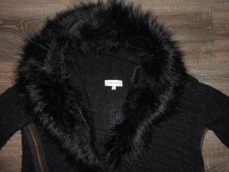 River island peckový svetrik s kožušinou a koženko, river island,m