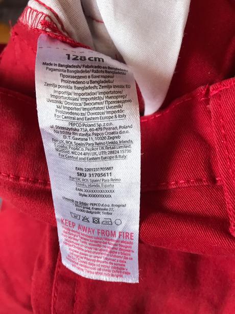 Červené rifľové nohavice, 128