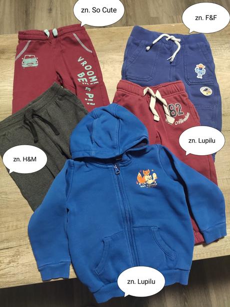 Balík 4x tepláky + mikina veľkosť 86/92, 86