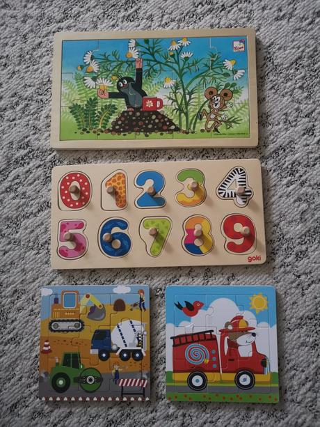 Drevená vkladačka goki-čísla, puzzle krtko, 
