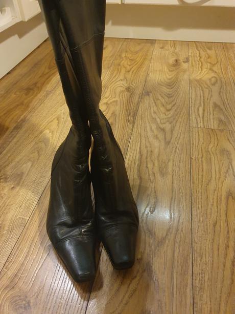 Kožené čižmy s nižším opätkom, 38