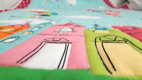 Prešívaná, bavlnená, panelová deka,