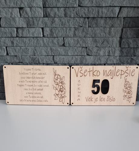 Drevená obálka na peniaze, 