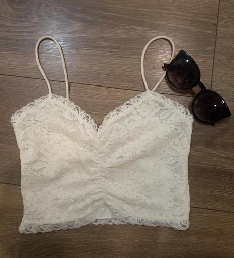 Romantický crop top, new yorker,xs