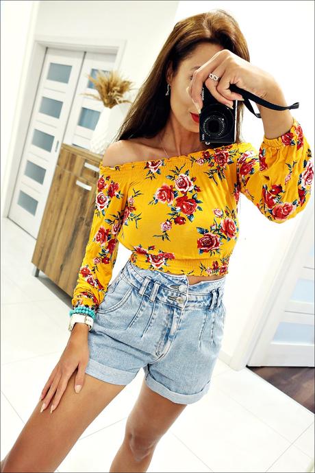 Kvetinový crop top, h&m,xs