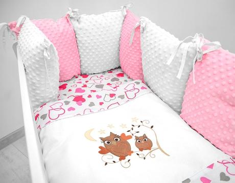 Vankúšikový mantinel s minky s obliečkami s výšivk, šírka (cm): 90,dĺžka (cm): 120