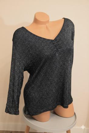 Čierno strieborný pletený top, xl, xl