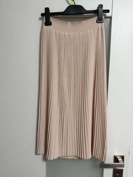 Béžová plisovaná pletená sukňa zara knit, zara,m