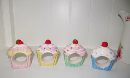 Keramika - muffiny krúžky na servítky, sada 4 ks, 