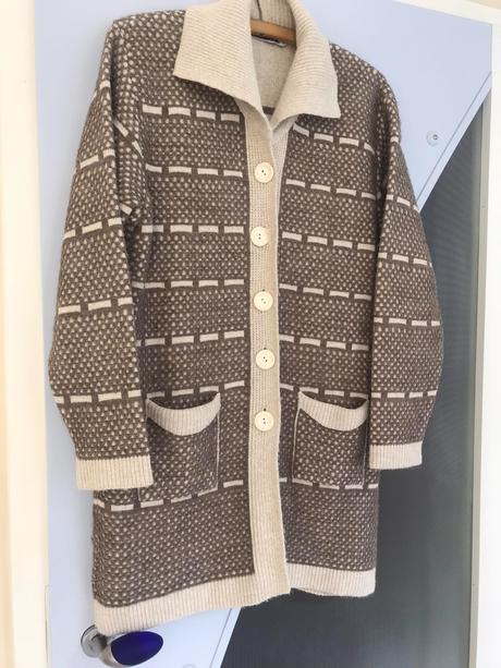 Teplá vlnená svetrová bunda, l