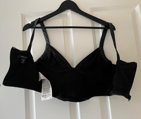Čierny korzetový koženkový crop top, amisu, xs/34, amisu,xs