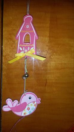 Girlanda domček s vtáčikom,