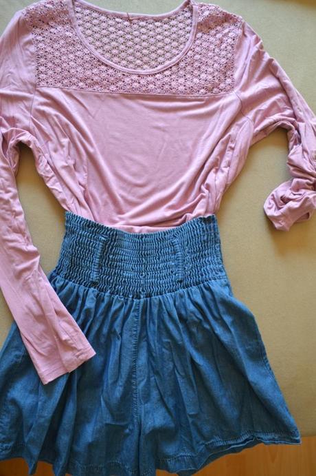 Elastické tričko s čipkou roll up rukávy s/l, m