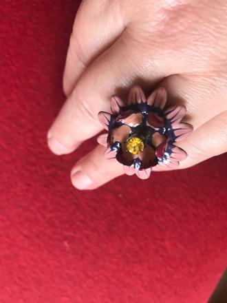 Prsten krasny kvetinka s kamienkom,