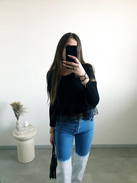 Čierny top s volánom xs, xs