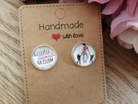 Náušnice napichovačky super mama dvojičky, 